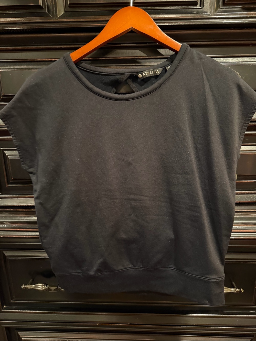 Athleta Black Cap Sleeve Sweatshirt Top